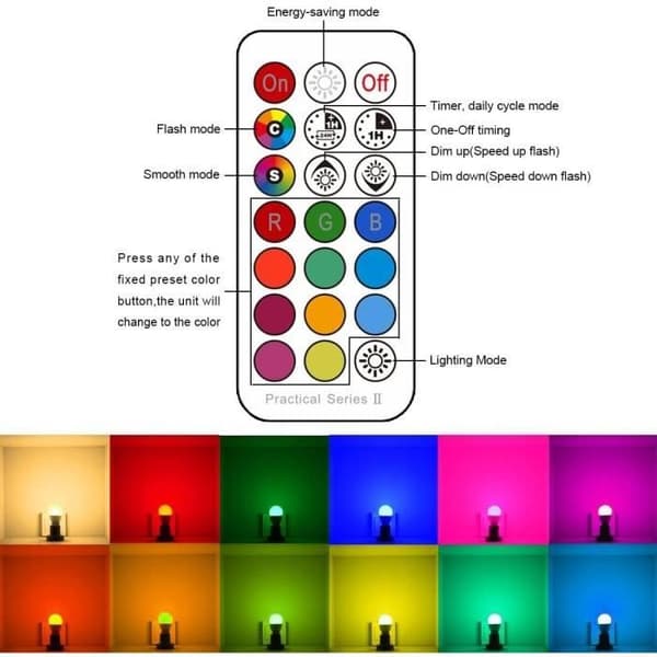 Edison Color LED-lampa Färgskiftande glödlampa 5W E27 RGBW LED-lampor - RGB 12 färgval - Fjärrkontroll (paket med 4)