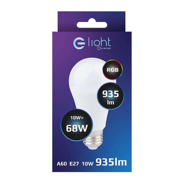 LED-lampa 10W A60 E27 RGB + Fjärrkontroll