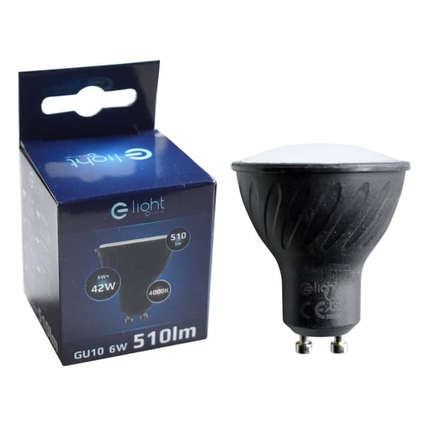 SORT LED Pære 6W GU10. FARVE: NEUTRAL