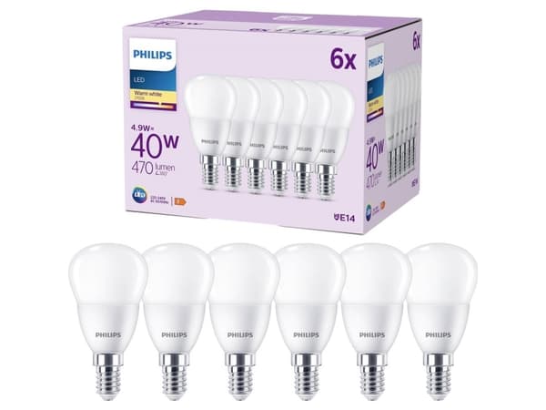 Philips Kynttilälamppu ja Lustre, 4,9 W, 40 W, E14, 470 lm, 15000 h, Lämmin valkoinen