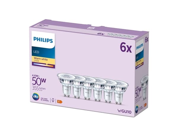 Philips Kohdelamppu, 4,6 W, 50 W, GU10, 355 lm, 15000 h, Lämmin valkoinen