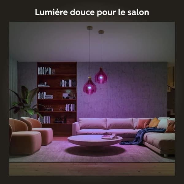 Philips Hue Vit och Färg Ambiance, Startkit med 2 anslutna E27-lampor, 1100 lm, Bro och fjärrkontroll, kompatibel med Bluetooth