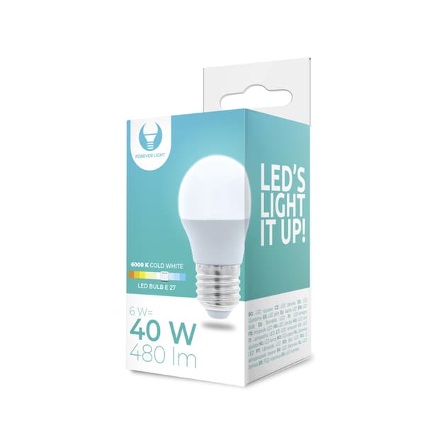 Forever LED-lampe E27 G45 6W 230V 6000K 480lm