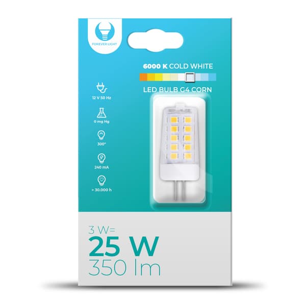 Forever LED-lampe G4 3W 12V 6000K 350lm