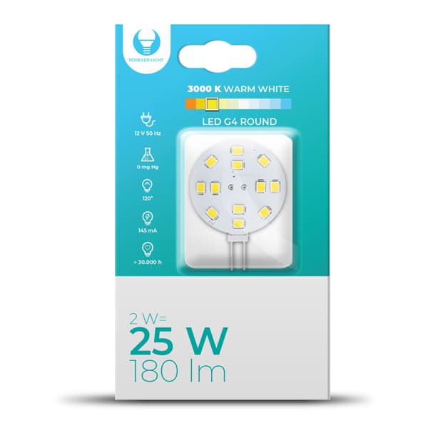 Forever LED-lampe G4 2W 12V 3000K 180lm
