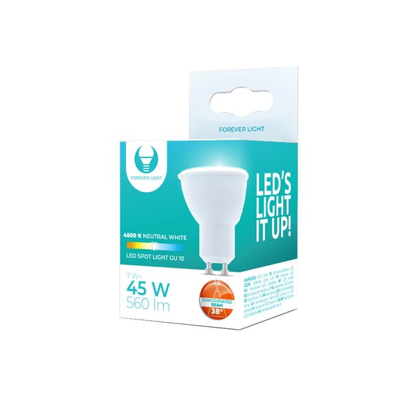 Forever LED-lamppu GU10 7W 230V 4500K 90lm 38° LED-lamppu GU10 7W 230V 4500K 90lm 38°