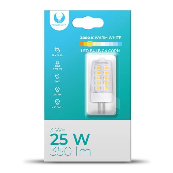 Forever LED-lampe G4 3W 12V 3000K 350lm
