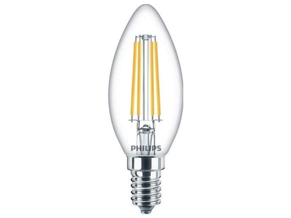Philips CorePro - LED-glödlampa med filament - form: B35 - klar finish - E14 - 6.5 W (motsvarande 60 W) - klass E - varmt vitt ljus - 2700 K