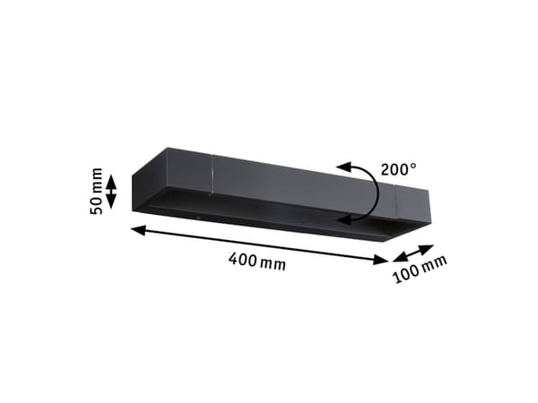 Paulmann PLM 71204, Rektangel, IP44, Sort