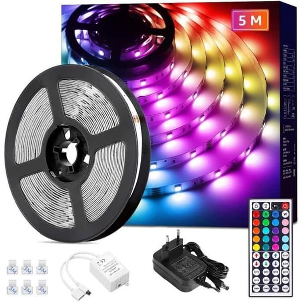 LED-strips - Lepro - RGB 5050 - 5M - Flerfärgad - 44-knapps fjärrkontroll