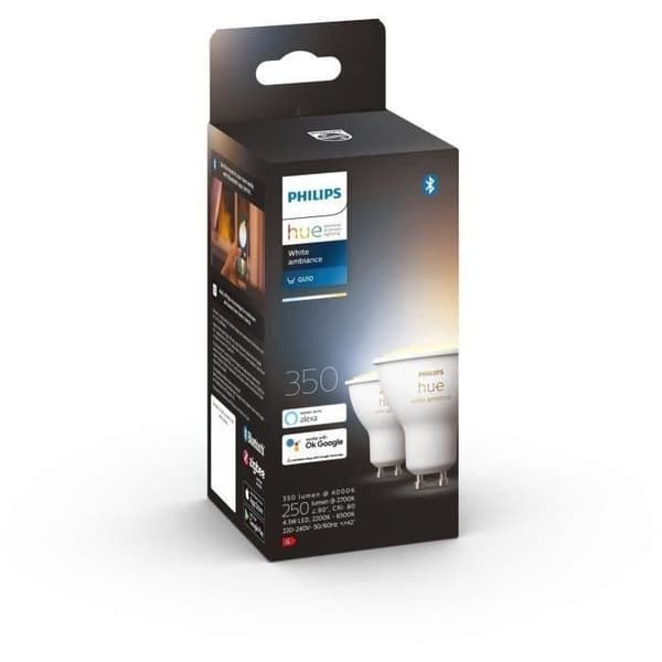 PHILIPS Hue White Ambiance Smart LED-lampor GU10 Bluetooth-kompatibel - Paket med 2