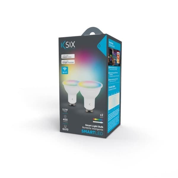 PAKET MED 2 ANSLUTNA Glödlampor RGB + CCT GU10 9W KSIX