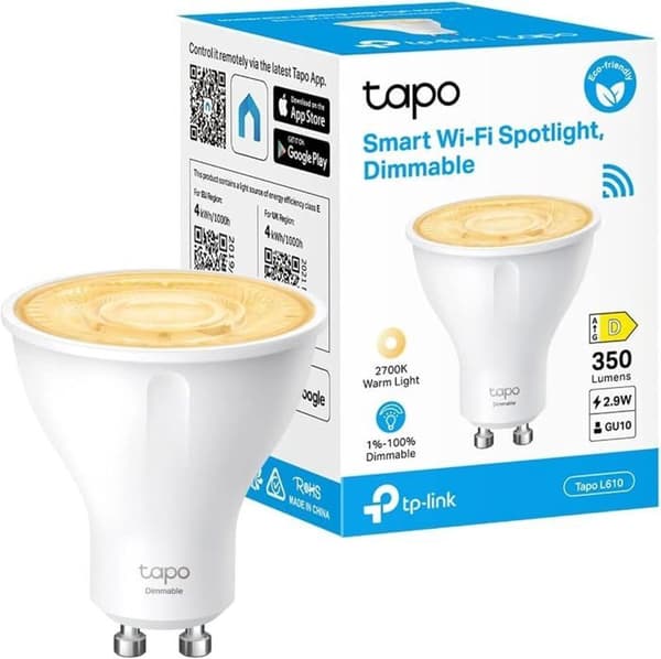 WiFi LED GU10 Smart-lampa - Tapo L610 - Varmvitt 2700K - 2.9 W motsvarande 50W - Kompatibel med Alexa och Google Home