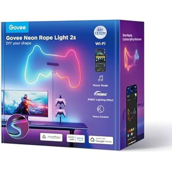LED-lampa - Govee - Neonstriplampa 4m - Svart - Flerfärgad - Fjärrkontroll ingår