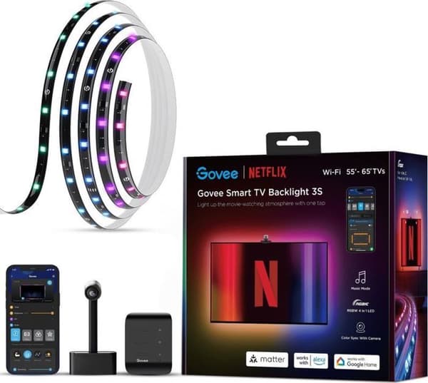 Bande led - gummiremsa led Govee - H60983D1 - Bakgrundsbelysning 3S Netflix TV 55-65 SMART LED sublight RGBICW