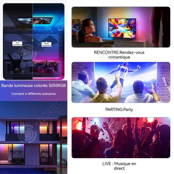 INN LED-remsa 40m med 44-knapps fjärrkontroll 18 lampor per meter LED-remsa synk med musikrytm RGB lång LED-remsa