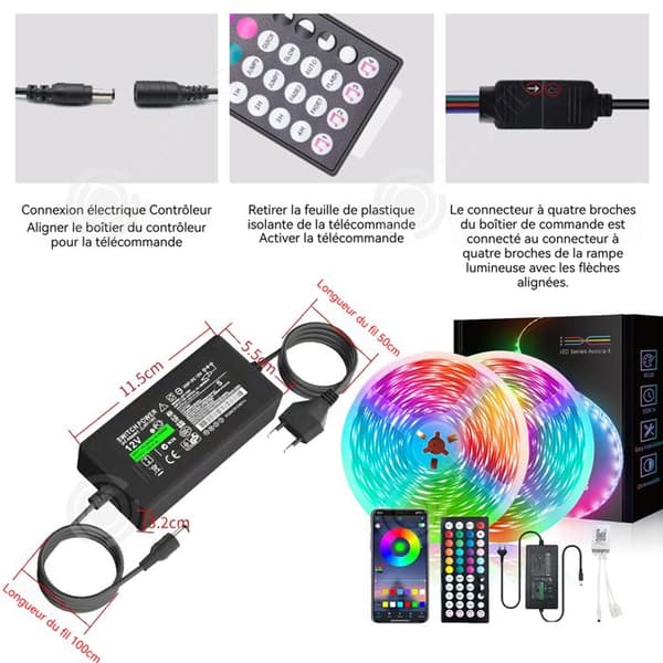 INN LED-remsa 40m med 44-knapps fjärrkontroll 56 lampor per meter LED-strip sovrum RGB LED-remsa synk med musikrytm