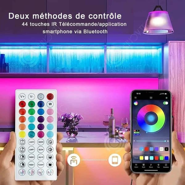 LED-remsa 40m ljus flerfärgad dekorativ LED-remsa styrd av bluetooth APP eller fjärrkontroll 44 nycklar RGB LED-remsa