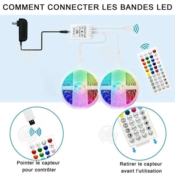 LED-remsa 40m ljus flerfärgad dekorativ LED-remsa styrd av bluetooth APP eller fjärrkontroll 44 nycklar RGB LED-remsa