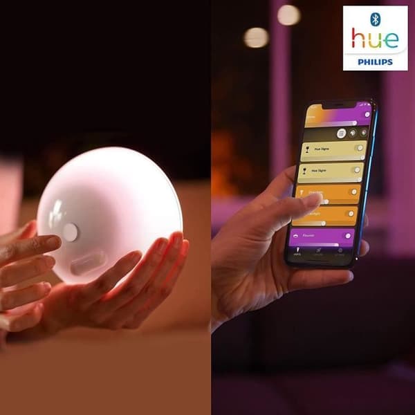 Bärbar Philips Hue Go-lampa Vit och Färg - Bluetooth-kompatibel - Alexa, Google och Apple Homekit