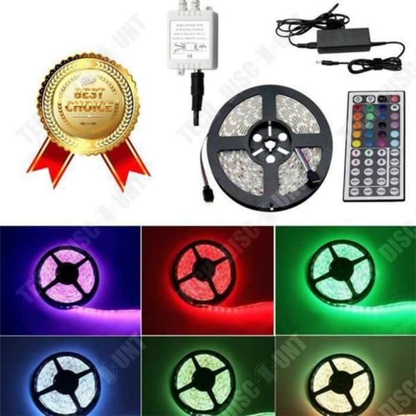 TD® Romantic Light Ribbon 5 meter 150 SMD 5050 RGB LED Strip Strip + 44-knapps infraröd fjärrkontroll + 5A 12V strömförsörjning