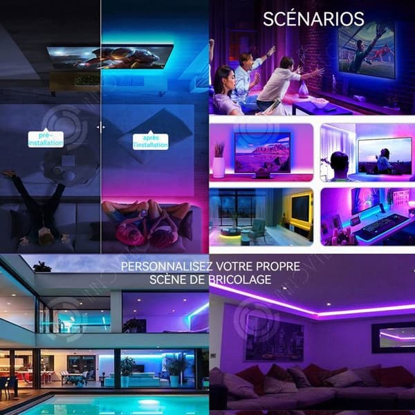 LUNAVO LED-ljusslinga 10m 56 lampor per meter med 44-tangenters fjärrkontroll och RGB-kontroll Synkronisera med musik