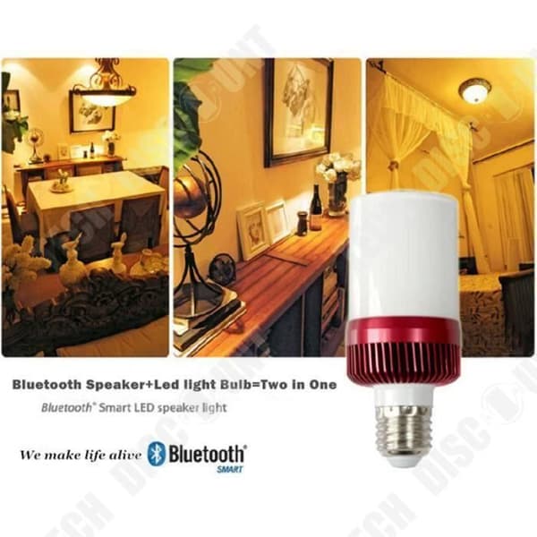 TD® glödlampa med högtalare Bluetooth-högtalare LED Music E27 110V 220V 6W LED för smartphone - iPad musiklampa Röd