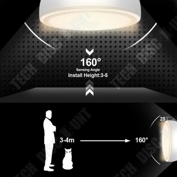 TD® Bulb Lamp E27 12 W 24 LED- Rörelsesensor Trappor Korridorer- Induktionstaklampa Människokroppen varmvit