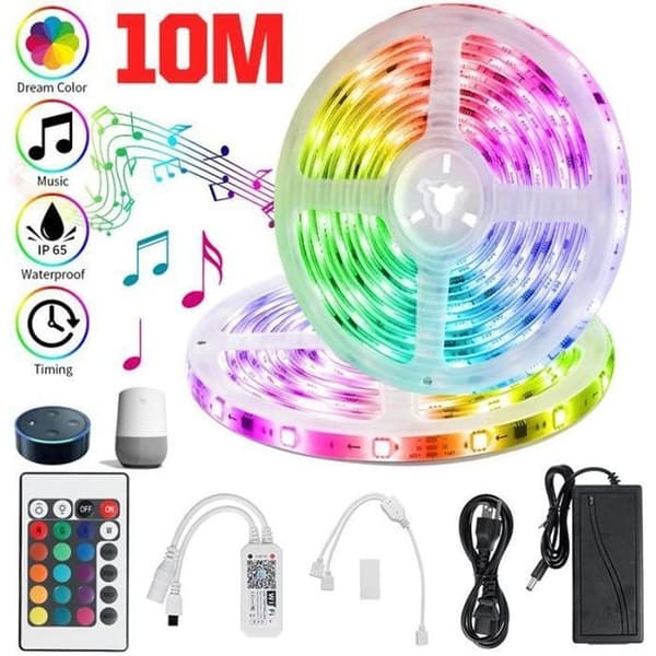 10m TEMPSA LED-ljusremsa - 3528SMD RGB vattentät - 24-knapps fjärrkontroll