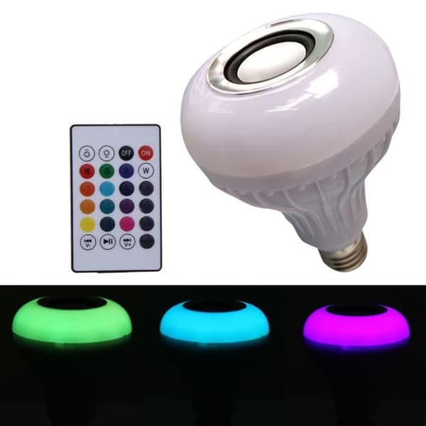 12W E27 LED RGB trådlös Bluetooth-högtalare Glödlampa Music Play Lampa + Fjärrkontroll XFM70519624_1904 Vit