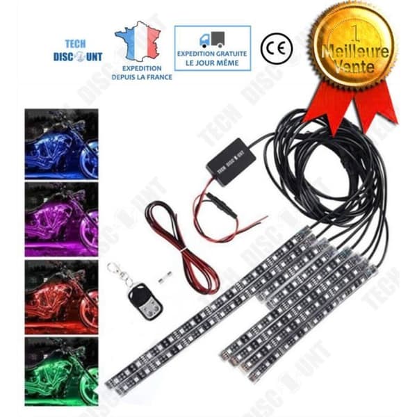 TD® kedja led motorcykel cykel lumens bil band list neon ljus flerfärgad exteriör dekoration fjärrkontroll auto present lyser upp