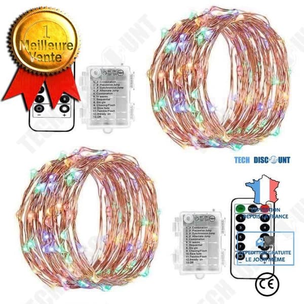 TD® [2 st] Vattentät batteridriven LED-ljusslinga, 10M 100 lysdioder för trädgård, jul, födelsedag, bröllop, kväll.....