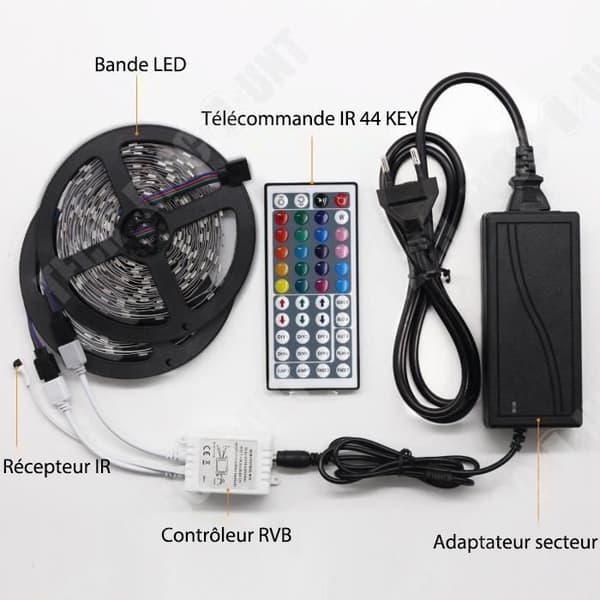 TD® 44 Key RGB Light Strip Set Färgglad färgskiftande Vattentät infraröd fjärrkontroll 12V LED Strip Light