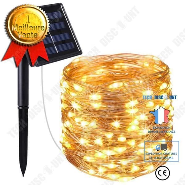 TD® 10M LED String Lights Solar String Lights Leather Wire Garland - Modell: 10 meter 100 Lights Warm White