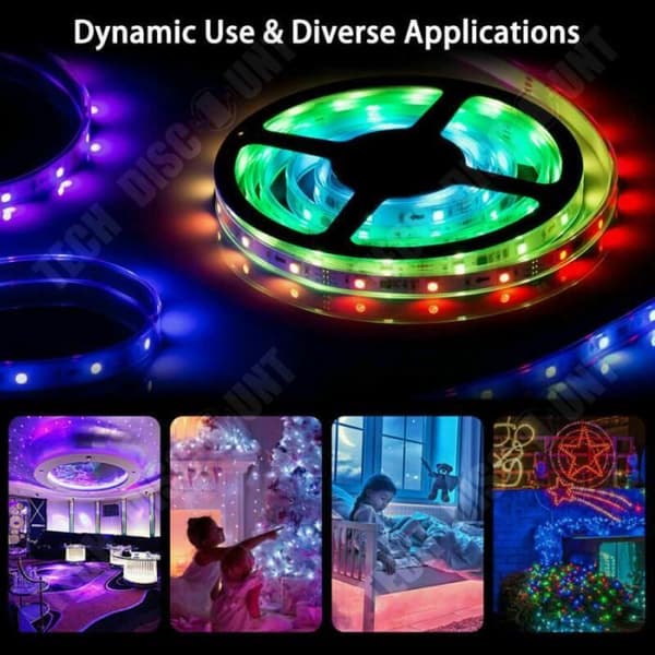 TD® Smart LED Strip 5050 Flerfärgad fjärrkontroll Synchronized Change Rhythm Music 5m LED Ribbon Bröllopsfest