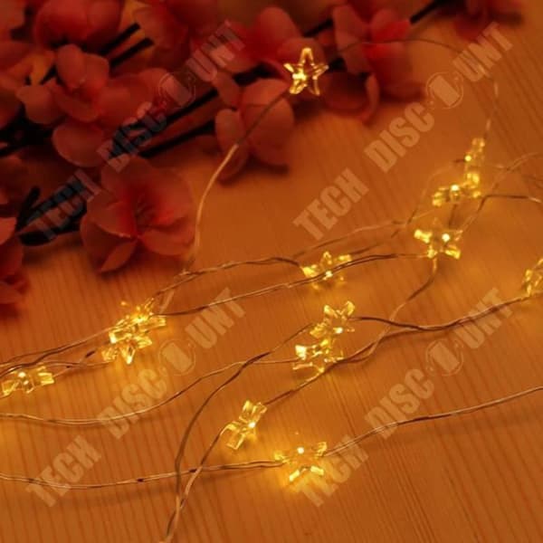 TD® Vattentät LED Koppartråd Stjärna Fairy Lights Christmas Fairy Lamp Bröllopsfest Dekor, varmvit 2m
