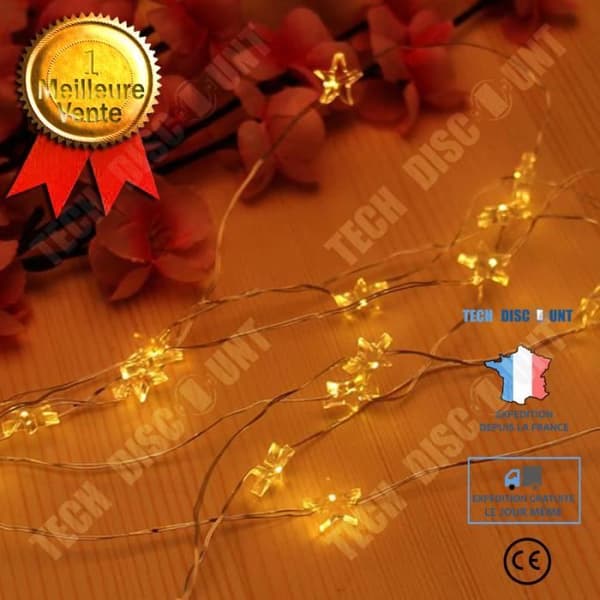 TD® Vattentät LED Koppartråd Stjärna Fairy Lights Christmas Fairy Lamp Bröllopsfest Dekor, varmvit 2m
