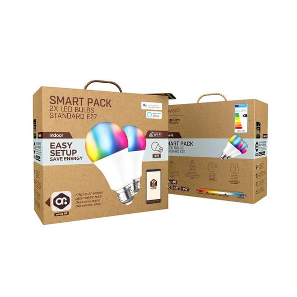 PACK 2 ANSLUTNA AMPULER A60 E27 800LM 9W RGB+CCT D60*H118