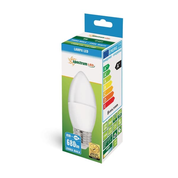 SPECTRUM LED Lyskilde LED pære CANDLE 8W E-27 WOJ+14224