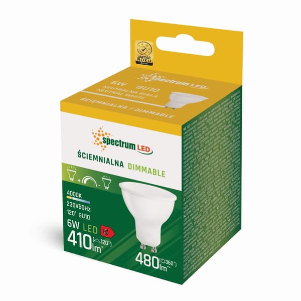 SPECTRUM LED Dimbar glödlampa GU10 6W NW WOJ14385