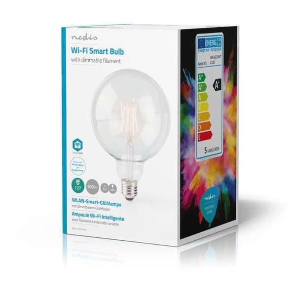 Nedis - LED Smartlife glödlampa | WiFi | E27 | 500lm | 5W | Varmvit | 2700K | Glas | Android/iOS | G125