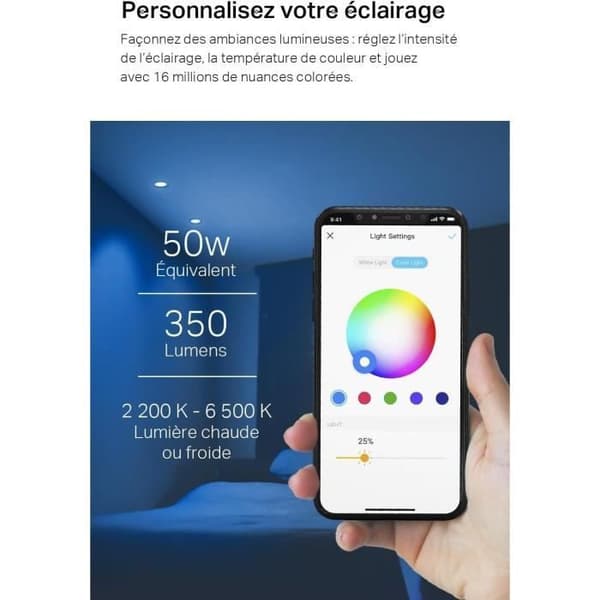 Wifi LED GU10 Toppkopplad L630 - Tapo - Multikolor 2200K-6500K - 3.7W - Kompatibel med Alexa/Google Home