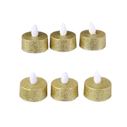 Batteridrivna LED-ljus med realistisk låga, Ljusstake, LED Blockljus-Röd 6/12st Metallic 6st