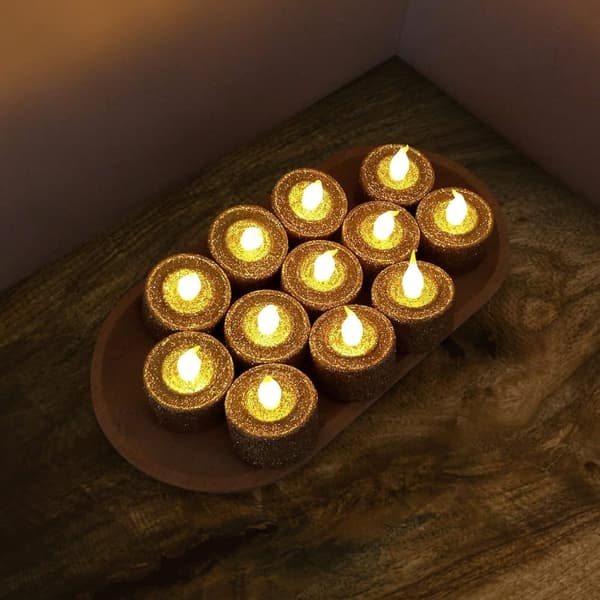 Batteridrivna LED-ljus med realistisk låga, Ljusstake, LED Blockljus-Röd 6/12st