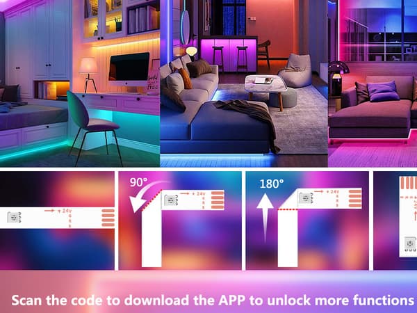 INF Smarte USB LED Strip Lights Music Sync APP-kontroll  3 m
