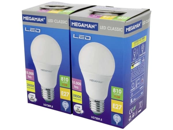 Megaman MM21945 LED (RGB) lampa EEK F (A - G) E27 Glödlampa form 2 st