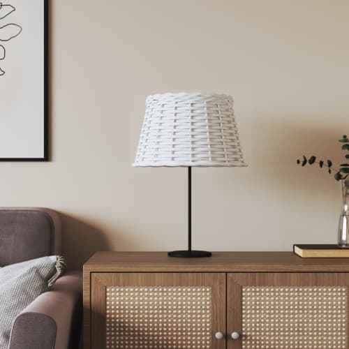 Lampskärm vit Ø38x23 cm korgmaterial