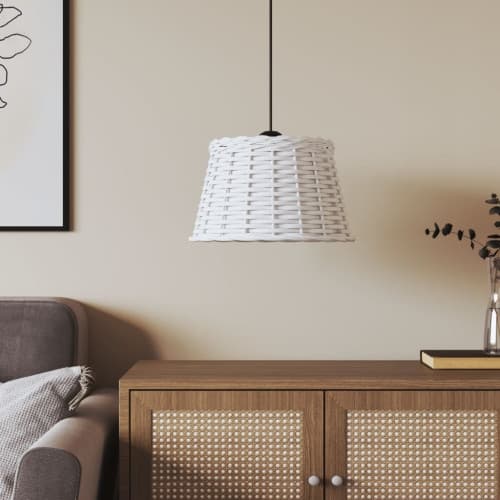 Taklampskärm vit Ø38x23 cm korgmaterial