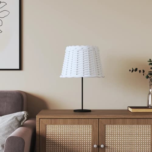 Lampskärm vit Ø30x20 cm korgmaterial