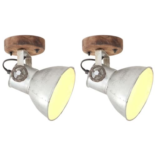 Industriell vägglampa/taklampa 2 st silver 20x25 cm E27